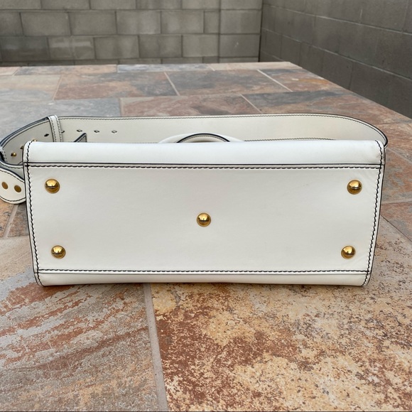 SOLD Christian Dior White Leather D-Bee Top Handle Bag - Picture 12 of 16